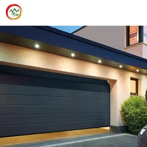 Pemasok kualitas Cina warna hitam Panel baja logam keamanan Overhead pintu garasi standar dengan motor otomatis