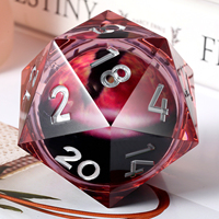 Dés à 20 faces géants en résine LED polyédrique de 55 mm à bords tranchants avec poisson bleu pour les jeux de rôle TTRPG