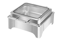 Nouveau Chauffe-Plat Rectangulaire en Acier Inoxydable pour Buffet, avec Couvercle Visible – Réchaud Professionnel pour Hôtels, Restaurants, Traiteurs