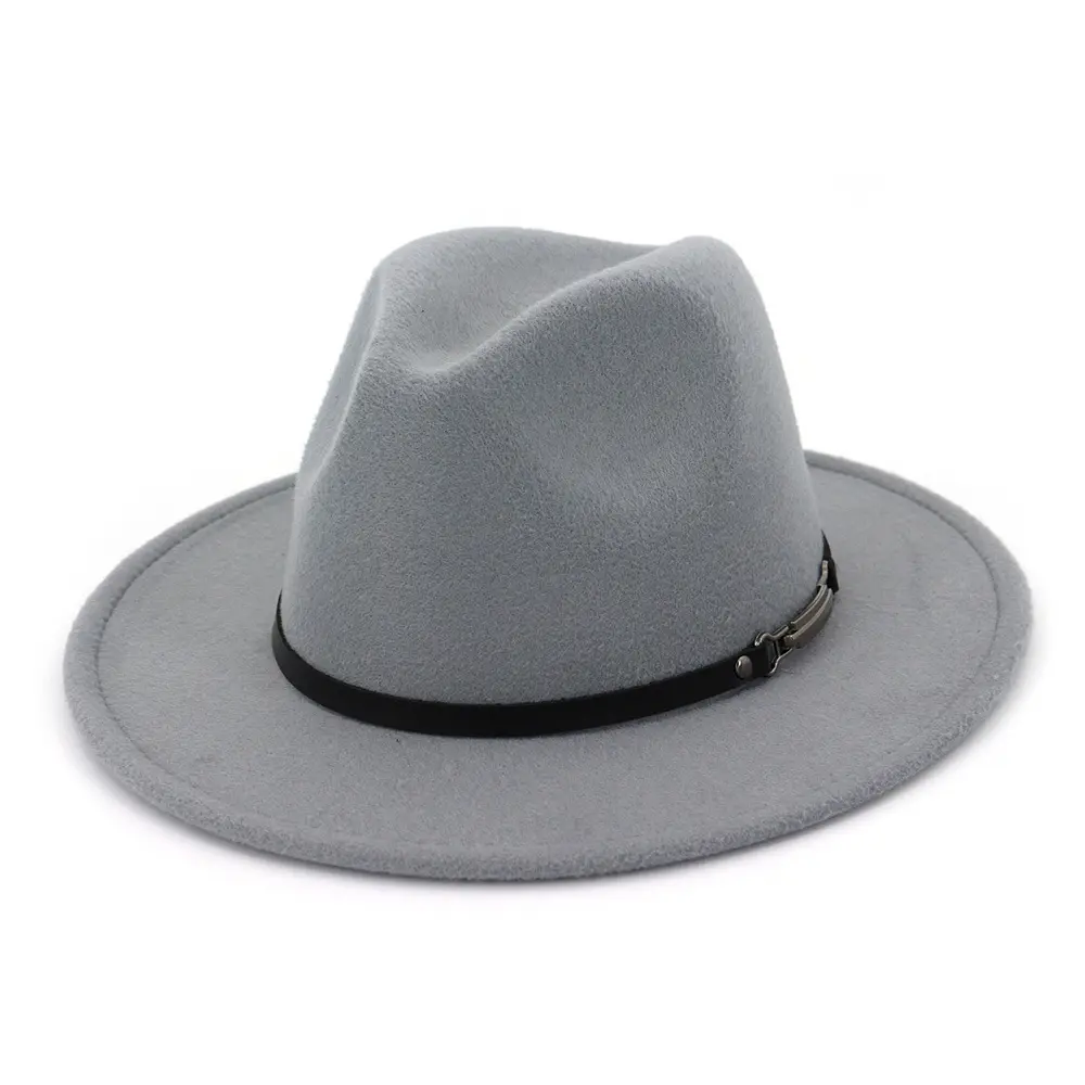 wholesale Leather Belt Band High Quality Wool Panama Hat Men women wide brim woolen Jazz hat fedora hat