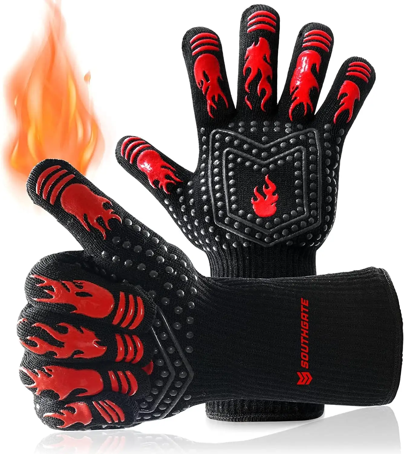 EN407 Certified Silicone coated aramid grill gloves Extreme heat resistant 1472 F bbq gloves for cooking