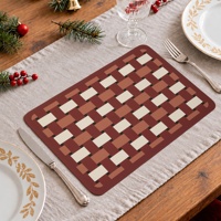 Napperons de Noël vintage imprimés en PVC, résistants à la chaleur, imperméables, anti-taches, faciles à nettoyer, pour fêtes et décoration de la maison