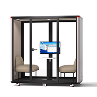 Cabine de réunion moderne insonorisée pour 2 personnes, cabine acoustique préfabriquée pour négociations, espace de travail silencieux pour bureau et hôtel, certifiée CE