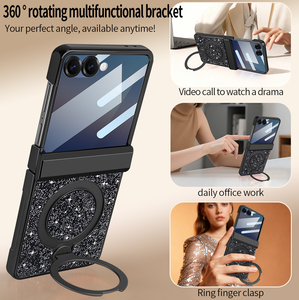 Funda Protectora de Lujo VIETAO de Cuero PU con Anillo Magnético y Soporte para Z <span class=keywords><strong>Flip</strong></span> 7/6, Carga Inalámbrica, Película Anti-Espía - Product Image 6
