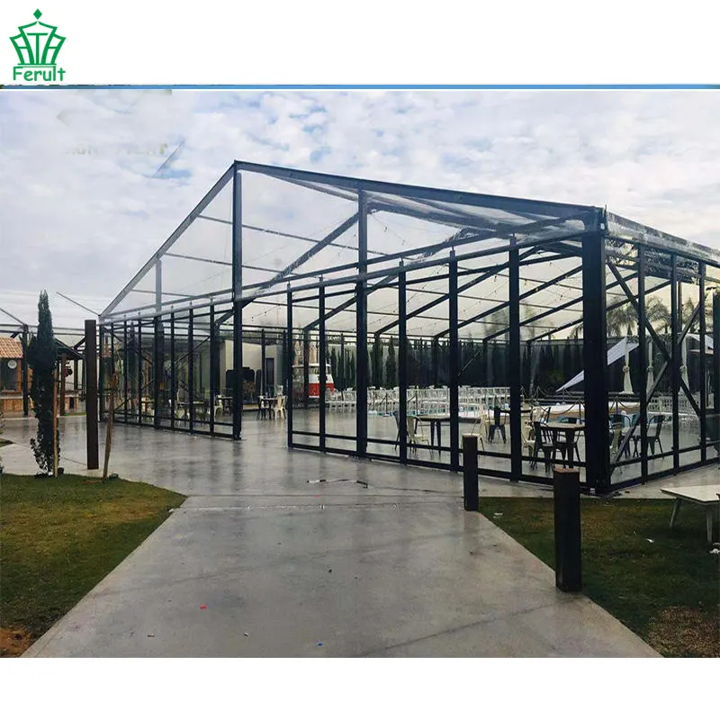 High Quality Customization Event Wedding Party Tent Transparent Roof Cloth With Black Frame Four Sides Of Glass Tent For Outdoor