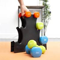 Ensemble d'haltères en néoprène de couleur personnalisée 1.5kg à 30 livres haltères hexagonaux de bonne qualité pour bras équipement de fitness avec support de livres