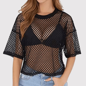 Avidlove Blusa Corta De Malla Para Mujer, Con Cordón