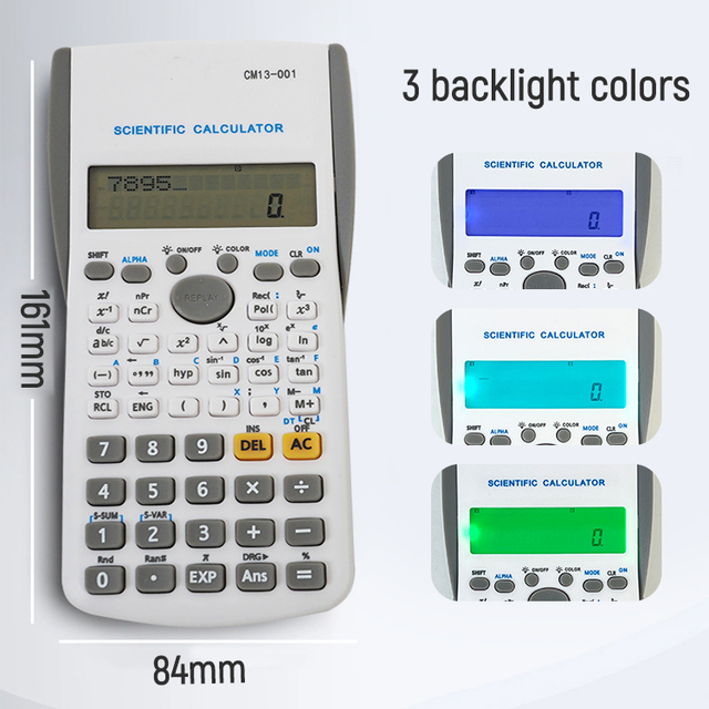 Texas Instruments Scientific Calculator 10 Digits Scientific Calculator Black with Blue Accents With 3 Blacklights Colors