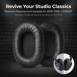 Coussinets d'oreille de remplacement pour casque Sony <span class=keywords><strong>MDR</strong></span>-<span class=keywords><strong>7506</strong></span>/7510/7520/CD900ST, en similicuir froissé - Product Image 2