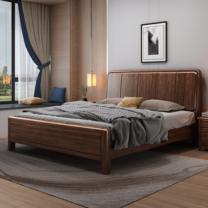 Chinese Style <b>Walnut</b> Solid Wood Bed 1.5M Storage Double Bed For Bedroom With <b>Drawers</b> - Product Image 2