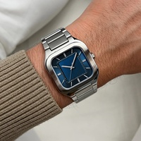 Montre pour homme en acier inoxydable, mouvement japonais, verre saphir, cadran personnalisé, étiquette privée, montre carrée classique unique pour homme, luxe