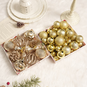 <b>Glitter</b> Christmas Ball Set Shatterproof Plastic Ornaments Champagne Gold Christmas Tree Ball Hanging Ornaments for Tree - Product Image 2