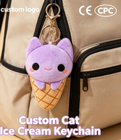 Fabricant OEM – Porte-clés en peluche personnalisé en coton PP, en forme de crème glacée, mignon et doux, unisexe, pour cadeaux d'enfants