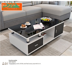 Set di Mobili Moderni Retrattili Wayon per Soggiorno, <span class=keywords><strong>Tavolino</strong></span> <span class=keywords><strong>da</strong></span> Caffè con Piano in <span class=keywords><strong>Vetro</strong></span> e Armadietti Portaoggetti per Arredamento Casa - Product Image 5