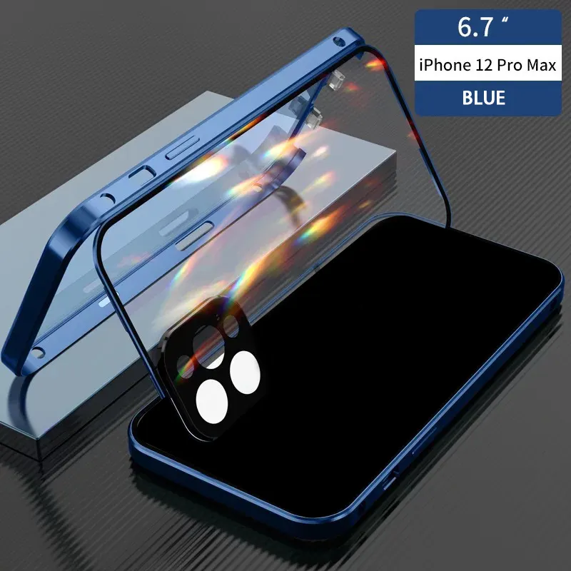 DragonS Anti Spy Privacy Screen Double Sided Glass Protector Metal Anti Peeping Phone Case for IPhone 13 12 11 Pro Max