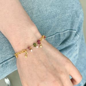 Bracelet à chaîne à maillons personnalisable Dylam Stylish Jewelry Factory, plaqué or 18 carats, argent S925, zircon 5A, tourmaline naturelle - Product Image 2