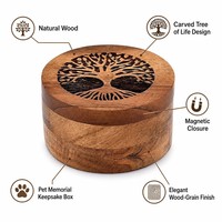 Boîte commémorative personnalisée en bois biodégradable pour animaux de compagnie, sculptée en forme d'arbre de vie, avec fermeture magnétique, pour fournitures funéraires d'animaux – Vente en gros