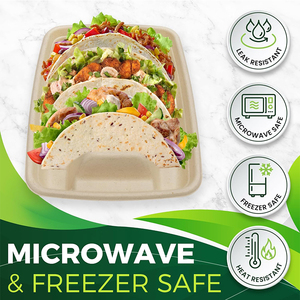 Biodegradable Sugarcane 100 Pack <strong>Disposable</strong> Biodegradable Compostable <strong>Taco</strong> to Go Box Sugarcane Bagasse Takeaway <strong>Taco</strong> <strong>Holder</strong> - Product Image 3