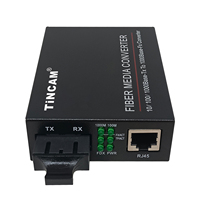 Convertisseur de média optique Fast Ethernet TiNCAM 1310nm 20km longue distance 10/100M RJ45 connecteur SC pour caméra CCTV FTTH