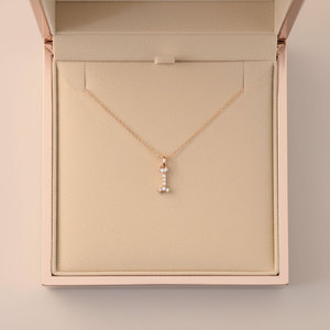 Hong Kong Supplier Fine Jewelry Wholesaler Letter Deign 18K Rose Gold Nature Diamond Letter I Pendant <b>Necklace</b> Gift For Girls - Product Image 6