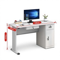 Bureau d'ordinateur de bureau moderne en acier avec tiroir remplaçable, plateau pour clavier, armoire de rangement verrouillable pour usage domestique/commercial