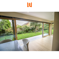 Portes françaises coulissantes de sécurité à double panneau Porte coulissante en bois revêtue d'aluminium verre transparent