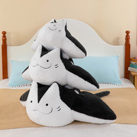 Nouveauté : Adorable peluche chat manta ray, jouet en peluche, décoration d'intérieur, cadeau d'Halloween, peluche chat ray noir douce
