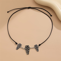 Gothique Crâne Réglable Corde Colliers Ras Du Cou pour Femmes Vintage Design Chaîne de Cou pour Femme Bijoux de Mode Accessoire d'Halloween