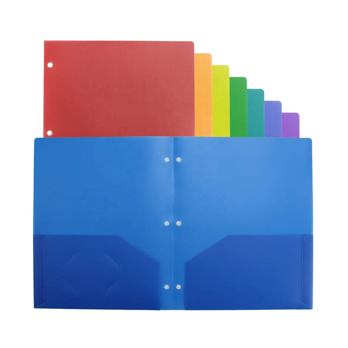 Dua Kantong Folder 3 Logam Prong Pengencang Multiwarna Plastik PP Portofolio Folder Fit 3 Lubang Cincin Binder dengan Slot Kartu