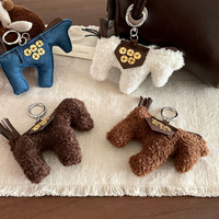 Porte-clés vintage en peluche cheval bouclé, breloque rétro poney pour sac, porte-clés animal, pendentif pour sac à dos et sac à main, accessoire de mode féminin, cadeau