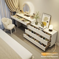 Commode de chambre style crème, en bois massif, ultra-mince et extrêmement étroite (30 cm), table de toilette avec six tiroirs de rangement