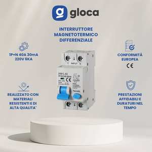Disjoncteur différentiel Gloca 2P 40A 30mA 250V Montage DIN C40 - Product Image 2
