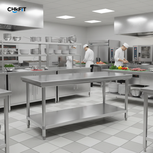 طاولة عمل من الفولاذ المقاوم للصدأ للمطاعم التجارية، لوح تقطيع للمطبخ، طاولة عمل من الفولاذ المقاوم للصدأ مربعة الشكل - Product Image 1