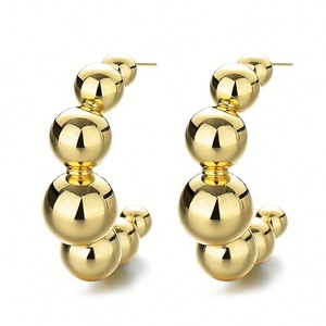 Oro Wholesale <b>Earrings</b> Women Small Gold Plated <b>Hoop</b> <b>Earrings</b> 18k Womens <b>Men</b> Gold Color St Round Ball Simple for Women Jewelry - Product Image 6