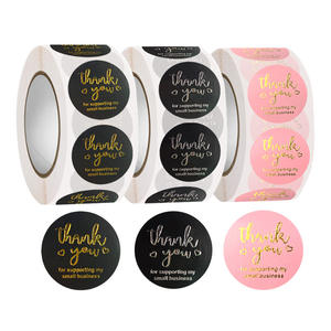 500 uds/rollo de papel de aluminio estampado gracias pegatinas rollo para sobre boda pequeño negocio joyero papelería sello <span class=keywords><strong>Laber</strong></span> - Product Image 1