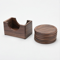 Ensemble de sous-verres ronds en bois, sous-verres résistants à la chaleur en noyer noir et hêtre, sets de table pour tasses à café et tasses à thé