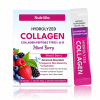 Poudre de Collagène Hydrolysé Certifiée Halal GMP, Saveur Baies Mélangées, Faible MOQ, Vente en Gros, Marque Privée, en Vrac