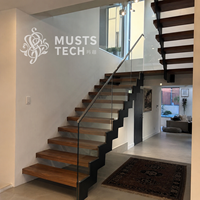Escalier à double poutre moderne de luxe pour résidence, avec contrôle de détail d'usine de qualité boutique