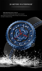 फैशन खोखले पहिया डिजाइन चमड़े का पट्टा जापान आंदोलन 3 एटीएम निविड़ अंधकार क्वार्ट्ज घड़ी के लिए पुरुषों - Product Image 3