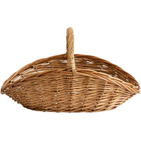 Grand panier de rangement ovale en osier, style pastoral, avec poignées, idéal pour pique-nique, courses ou comme panier à fleurs de Noël
