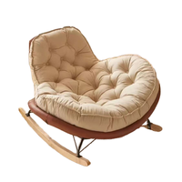 Fauteuil à bascule ergonomique rond en peluche chaude avec coussin épais et repose-pieds, canapé-lit sans structure pour l'intérieur