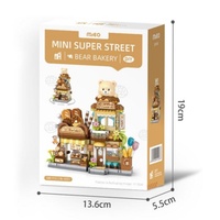Ensemble de blocs de construction EPT Kawaii Little Bear Bakery, modèle de magasin miniature, vue sur la rue, briques d'assemblage DIY, jouet pour enfants de 5 à 7 ans