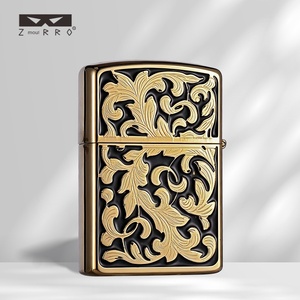Accendino ZORRO/Zorro Z92177A in ottone nero con design floreale portafortuna, resistente al vento, di alta gamma, bestseller su TikTok e Kuaishou - Product Image 2