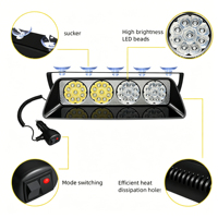 Feu de signalisation stroboscopique à ventouse S36 36 LED 12-24V haute luminosité, lampe de danger universelle pour pare-brise