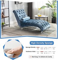 Chaise longue en velours avec pieds en acrylique pour hôtels et projets de luxe - Canapé lounge rembourré de qualité professionnelle OEM