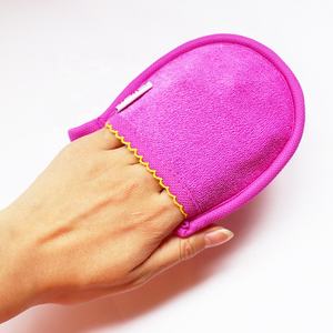 Gants en fibre végétale avec logo personnalisé direct de l'usine Bain épais et doux pour le nettoyage du corps et du visage Gants exfoliants lavables simples - Product Image 1