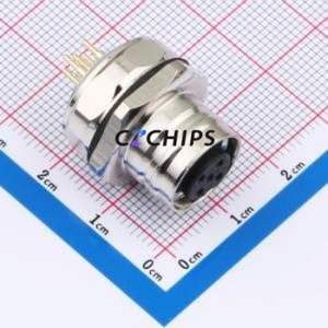 C12B-FSA-FM1-5-MX Circular (Cable) Connector Through hole Component (THT) Connector M12 5P Female Straight - Product Image 1