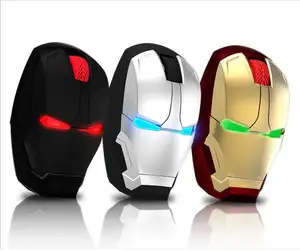 Ratón ergonómico de moda para videojuegos, Mouse inalámbrico silencioso portátil de Iron Man de 2,4G