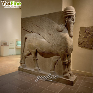 Klassischer Garten im Freien oder Tor Seite Naturstein Marmor <span class=keywords><strong>Lamassu</strong></span> Statue - Product Image 4