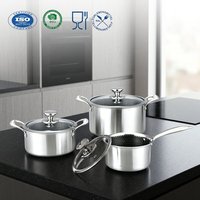 Ensemble de 6 casseroles et faitouts en acier inoxydable 304 triple couche à induction, motif nid d'abeille, avec couvercles, compatibles lave-vaisselle